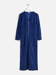 Oliver Bonas Blue Blue 100% Cotton Corduroy Zip Up Jumpsuit - Image 3 of 8