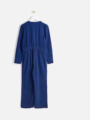 Oliver Bonas Blue Blue 100% Cotton Corduroy Zip Up Jumpsuit - Image 4 of 8