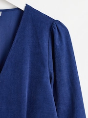 Oliver Bonas Blue Blue 100% Cotton Corduroy Zip Up Jumpsuit - Image 6 of 8