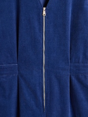 Oliver Bonas Blue Blue 100% Cotton Corduroy Zip Up Jumpsuit - Image 8 of 8