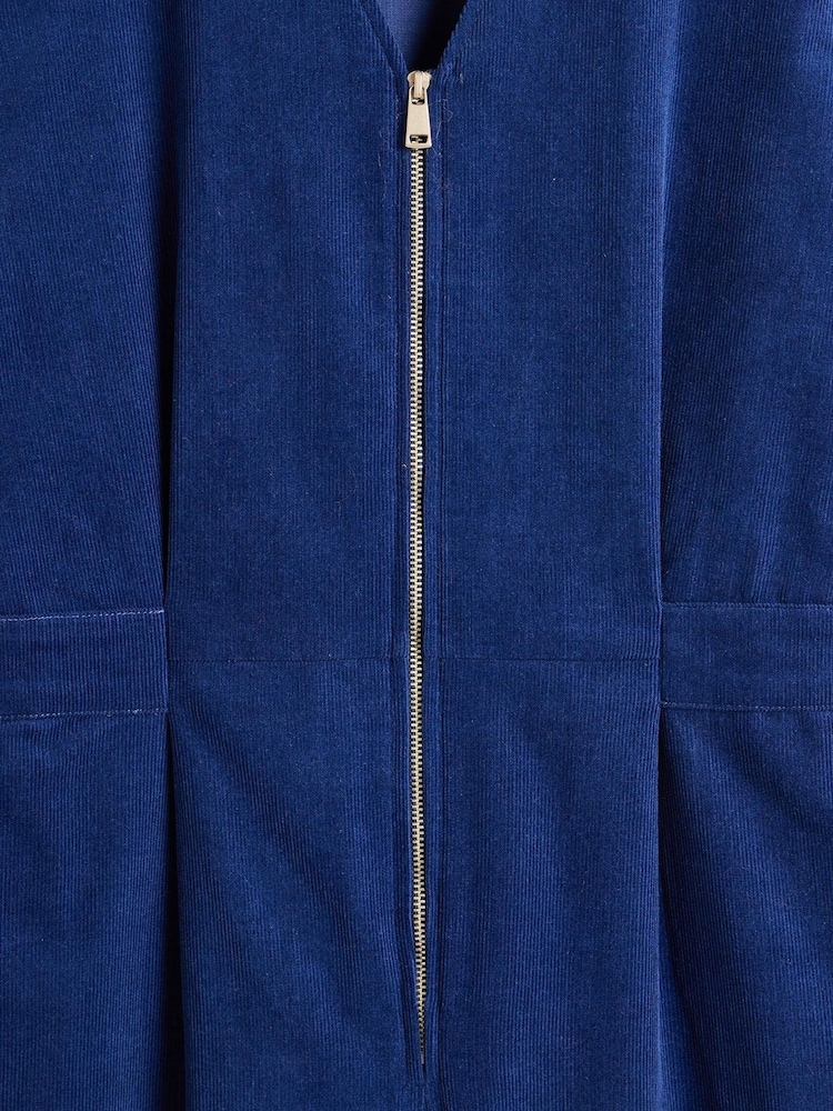 Oliver Bonas Blue Blue 100% Cotton Corduroy Zip Up Jumpsuit - Image 8 of 8