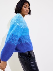 Oliver Bonas Blue Ombre Striped Knitted Jumper - Image 1 of 8