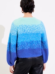 Oliver Bonas Blue Ombre Striped Knitted Jumper - Image 2 of 8