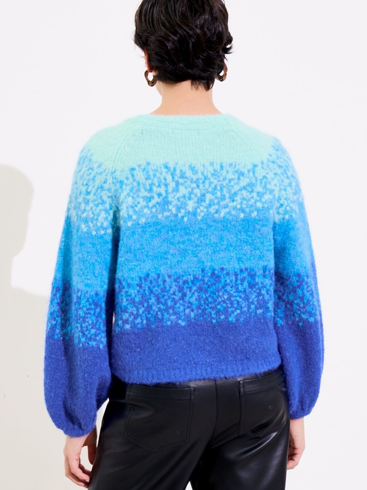Oliver Bonas Blue Ombre Striped Knitted Jumper - Image 2 of 8