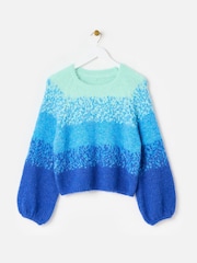 Oliver Bonas Blue Ombre Striped Knitted Jumper - Image 3 of 8