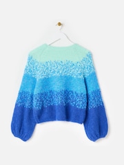 Oliver Bonas Blue Ombre Striped Knitted Jumper - Image 4 of 8