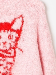 Oliver Bonas Pink Fluffy Cat Knitted Jumper - Image 6 of 8