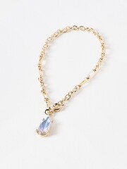 Oliver Bonas Blue Syrela Oval Stone Pendant Chunky Chain Necklace - Image 1 of 3