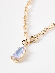 Oliver Bonas Blue Syrela Oval Stone Pendant Chunky Chain Necklace - Image 2 of 3