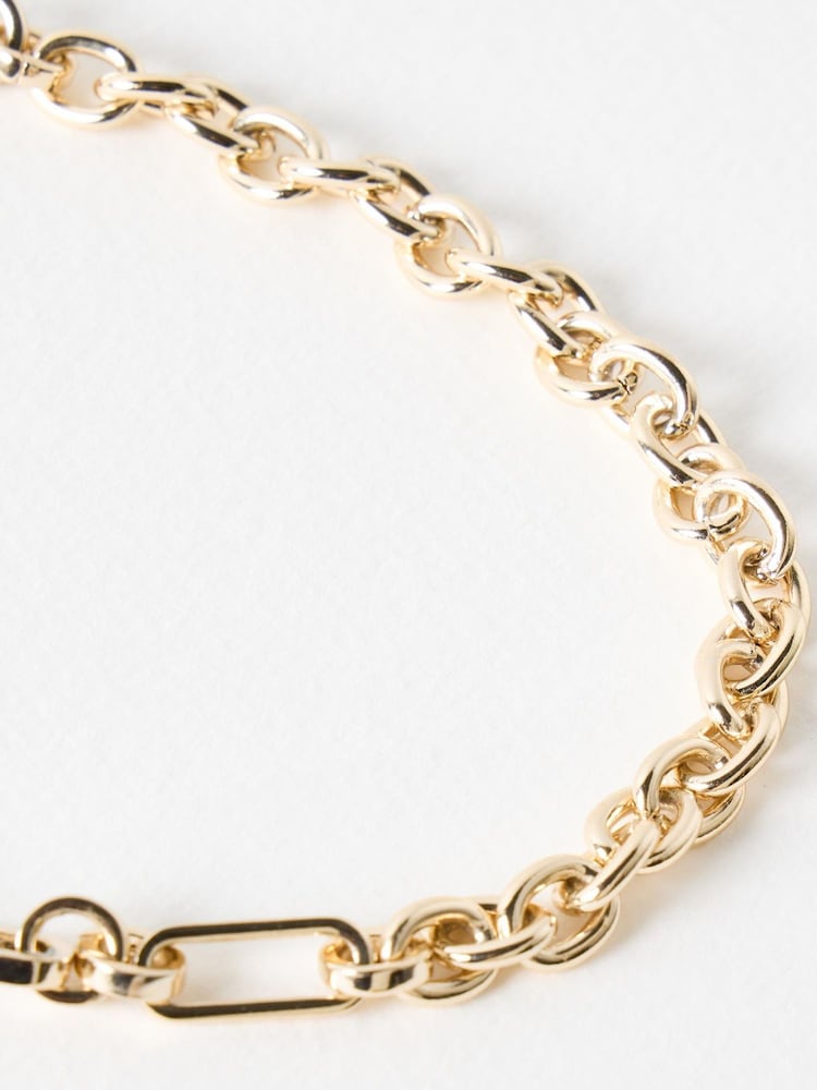 Oliver Bonas Blue Syrela Oval Stone Pendant Chunky Chain Necklace - Image 3 of 3