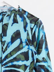 Oliver Bonas Blue Abstract Mesh Long Sleeve Top - Image 4 of 6