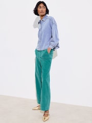 Oliver Bonas Green Corduroy Wide Leg Trousers - Image 1 of 7