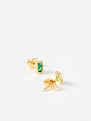 Oliver Bonas Green Selene Siamite Gold Plated Stud Earrings - Image 3 of 4
