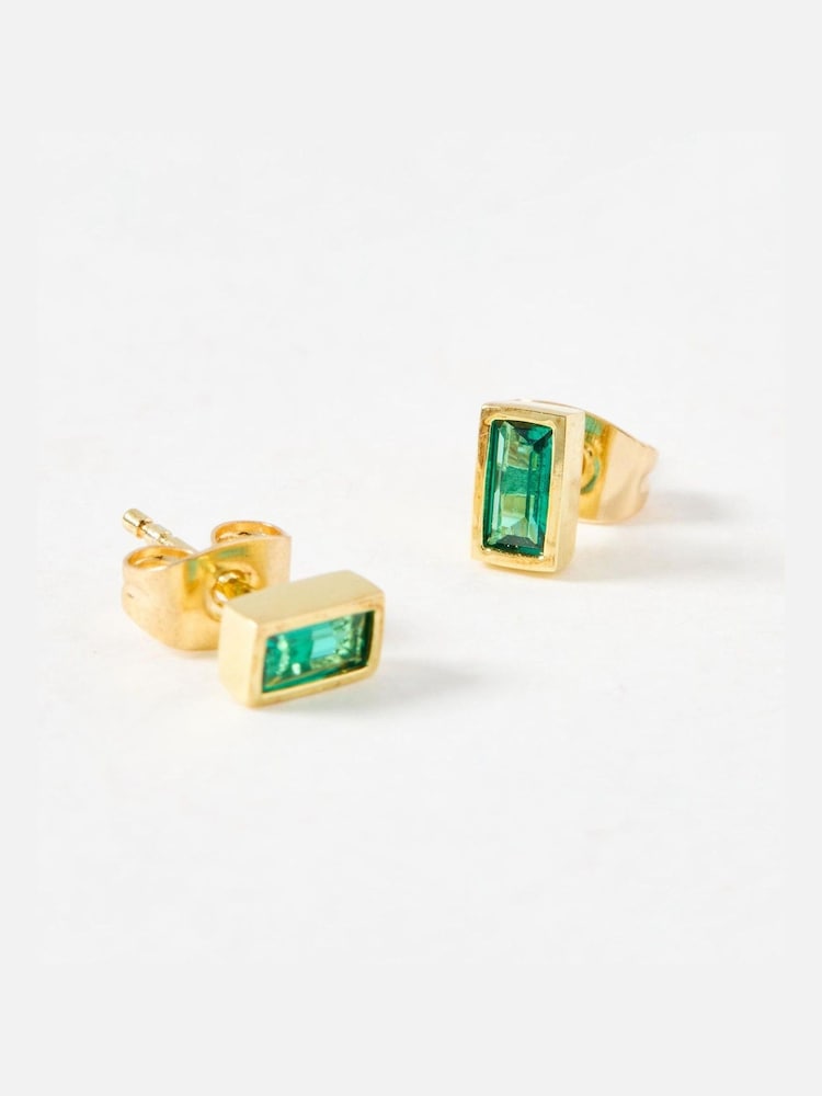 Oliver Bonas Green Selene Siamite Gold Plated Stud Earrings - Image 4 of 4 Oliver Bonas Green Selene Siamite Gold Plated Stud Earrings - Image 4 of 4