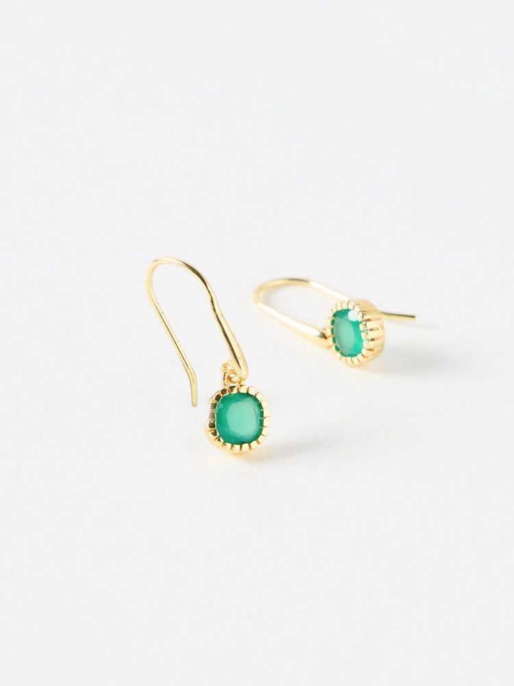 Oliver Bonas Green Briar Onyx Gold Plated Drop Earrings - Image 1 of 4 Oliver Bonas Green Briar Onyx Gold Plated Drop Earrings - Image 1 of 4