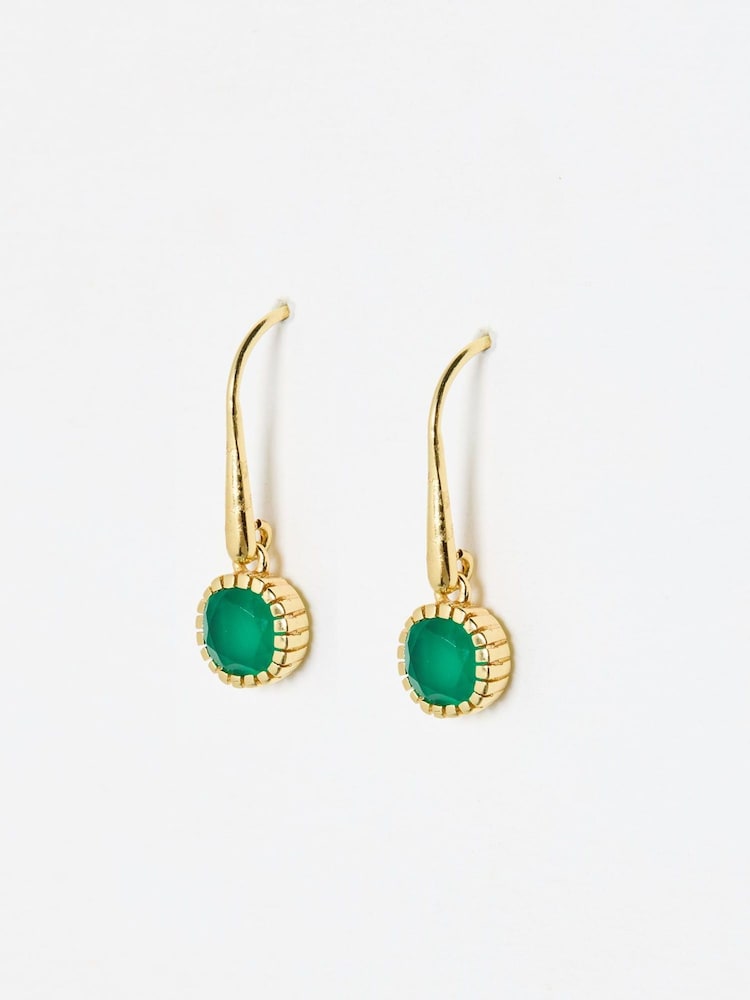 Oliver Bonas Green Briar Onyx Gold Plated Drop Earrings - Image 2 of 4 Oliver Bonas Green Briar Onyx Gold Plated Drop Earrings - Image 2 of 4