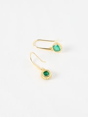 Oliver Bonas Green Briar Onyx Gold Plated Drop Earrings - Image 4 of 4