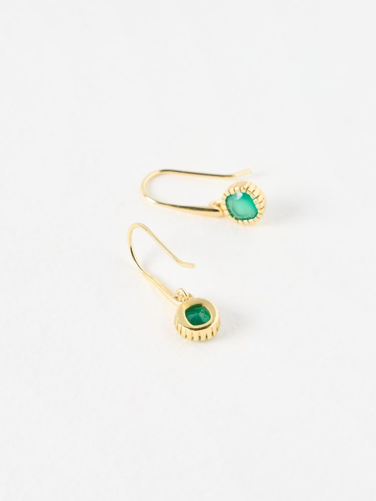 Oliver Bonas Green Briar Onyx Gold Plated Drop Earrings - Image 4 of 4 Oliver Bonas Green Briar Onyx Gold Plated Drop Earrings - Image 4 of 4