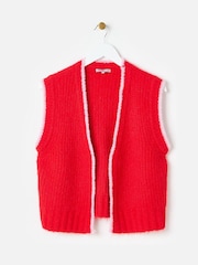 Oliver Bonas Red Fluffy Knitted Waistcoat - Image 1 of 5