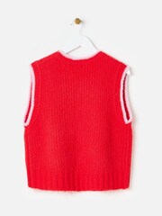 Oliver Bonas Red Fluffy Knitted Waistcoat - Image 2 of 5