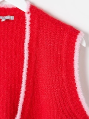 Oliver Bonas Red Fluffy Knitted Waistcoat - Image 4 of 5