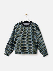 Oliver Bonas Black Geometric Knitted Sweatshirt - Image 1 of 6