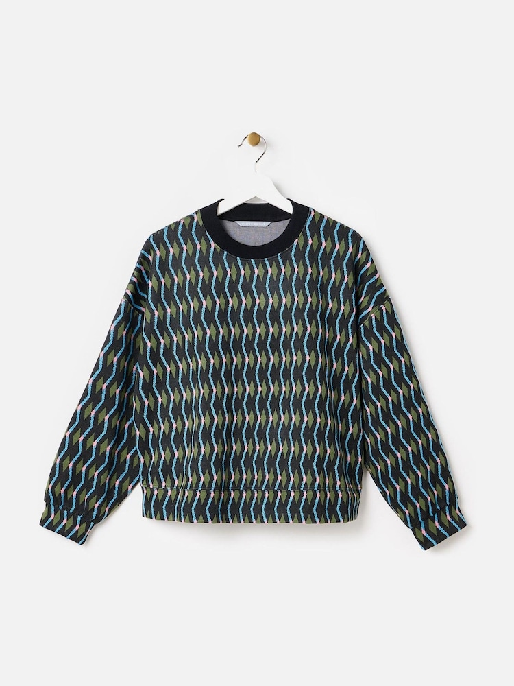Oliver Bonas Black Geometric Knitted Sweatshirt - Image 1 of 6 Oliver Bonas Black Geometric Knitted Sweatshirt - Image 1 of 6