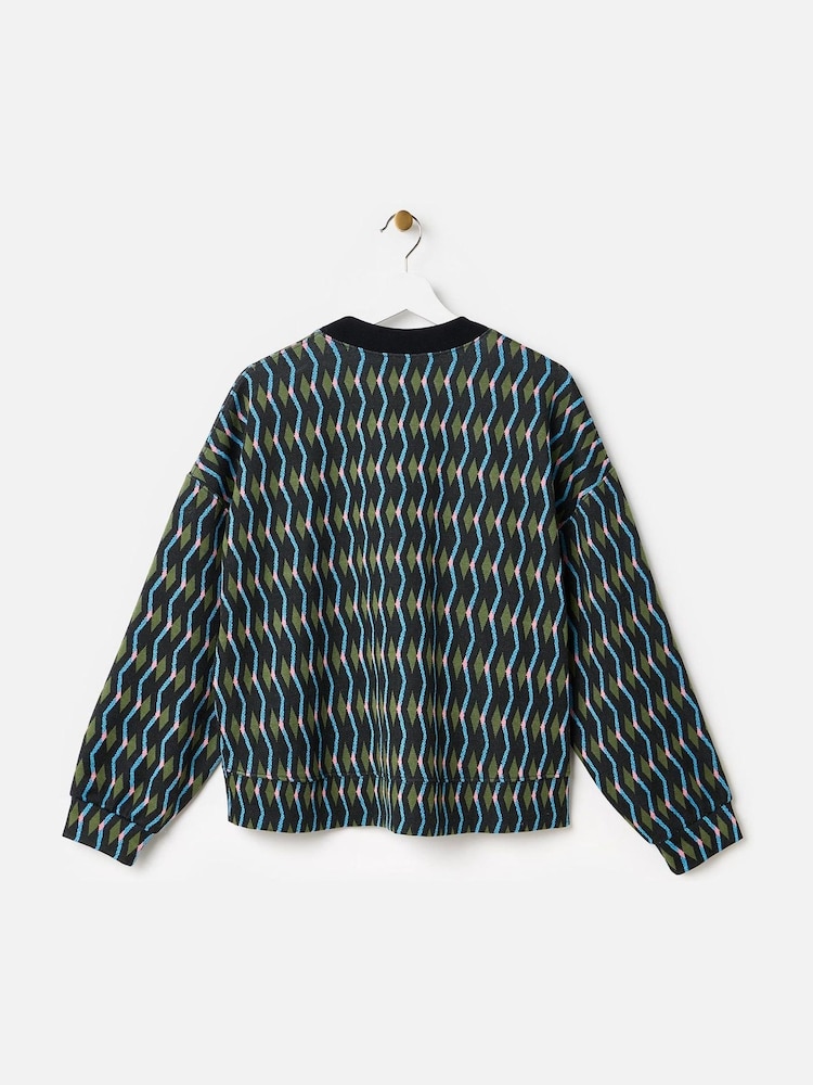 Oliver Bonas Black Geometric Knitted Sweatshirt - Image 2 of 6 Oliver Bonas Black Geometric Knitted Sweatshirt - Image 2 of 6