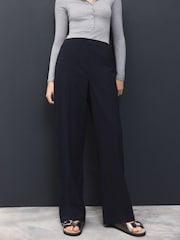 Navy Tailored Wide Leg Trousers with Wool - Image 4 of 5