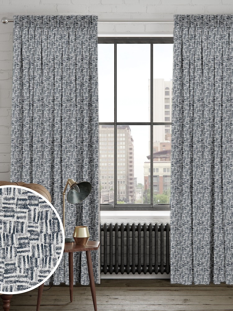 Marine Blue Venire Made to Measure Curtains - Image 1 of 9
