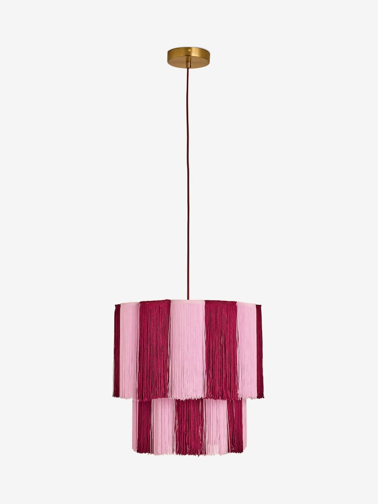 Eleanor Bowmer Red/Pink Scalloped Tassel Pendant Light - Image 5 of 5