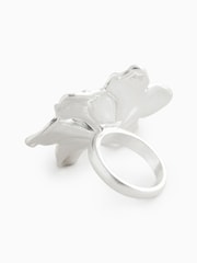 Tonalité argentée - Bague de déclaration à fleurs - Image 5 de 5