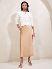 Lipsy Champagne Midi Satin Skirt - Image 2 of 4