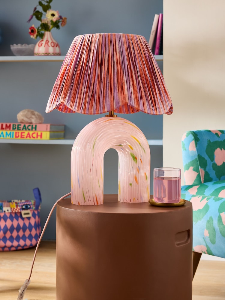 Eleanor Bowmer Pink Confetti Glass Table Lamp - Image 2 of 7