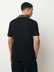 Black/Grey 100% Cotton Short Sleeve Smart Collar Polo Shirt - Image 3 of 7