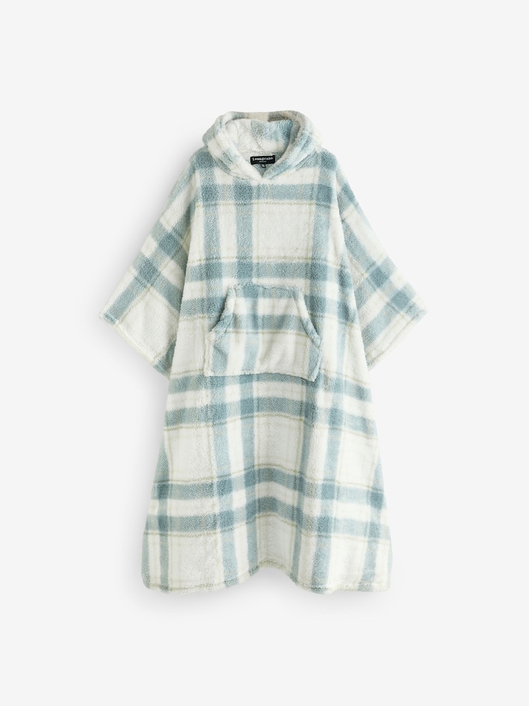 Loungeable Blue Check Well Soft Poncho - Image 6 of 6