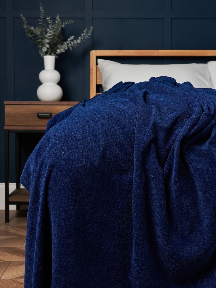 BHS Navy Chenille Throw - Image 1 of 4