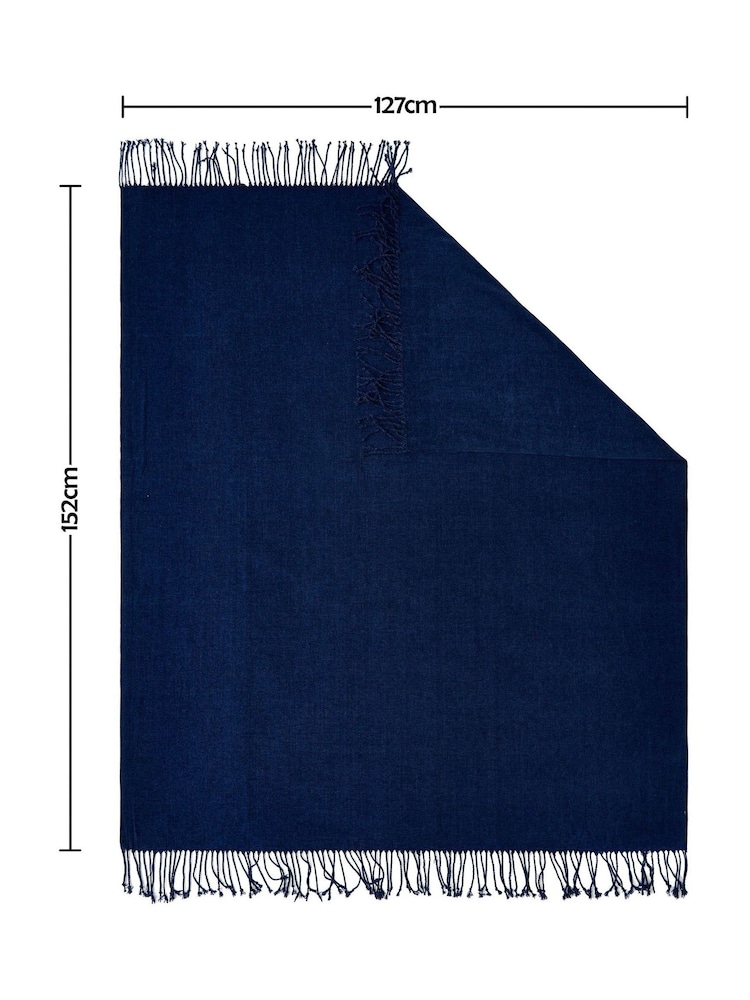 BHS Navy Chenille Throw - Image 4 of 4
