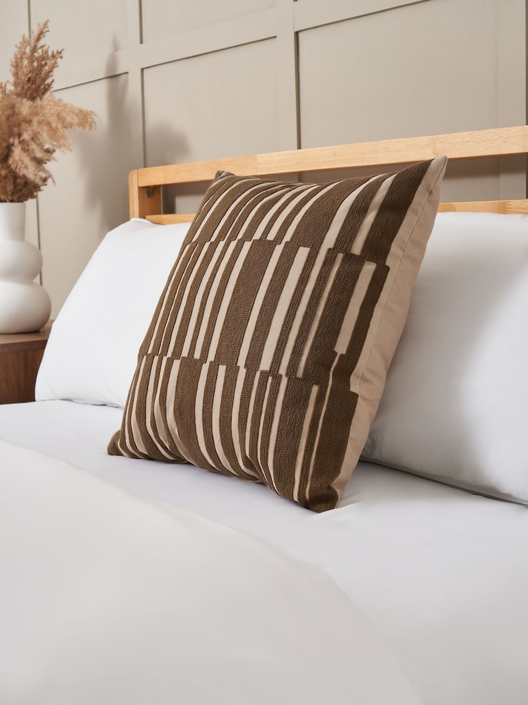 BHS Brown Geo Woven Cushion - Image 1 of 4