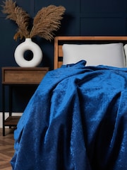 BHS Navy Large Luxury Crushed Velvet Throw - Image 1 of 4