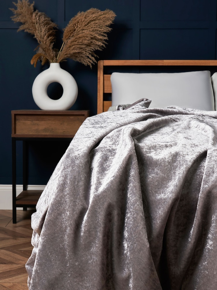 BHS Silver Crushed Velvet Throw - Image 1 of 3