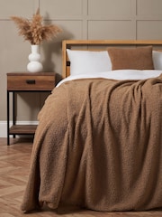 BHS Brown Teddy Fleece Throw - Image 1 of 4