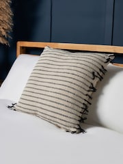 BHS Black 100% Cotton Pin Stripe Cushion - Image 1 of 4
