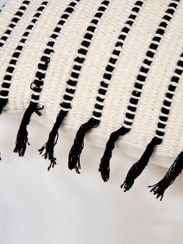 BHS Black 100% Cotton Pin Stripe Cushion - Image 4 of 4