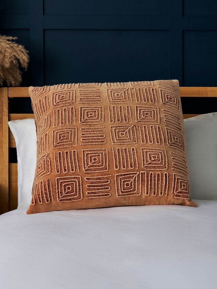 BHS Terracotta Stephanie Acid Wash 100% Cotton Cushion - Image 1 of 4