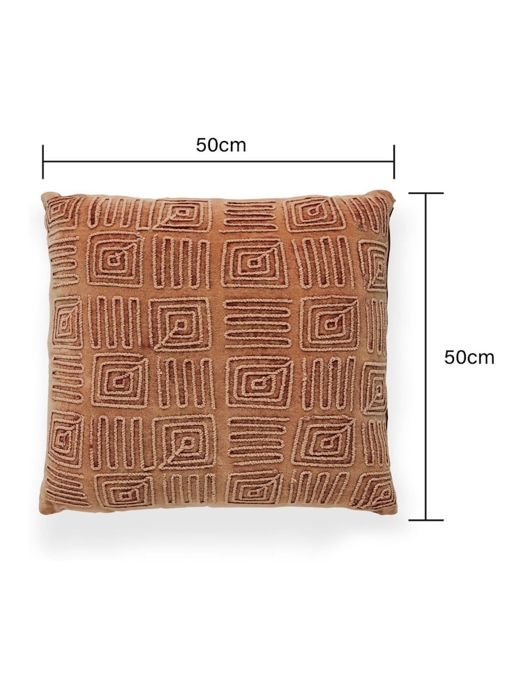 BHS Terracotta Stephanie Acid Wash 100% Cotton Cushion - Image 4 of 4