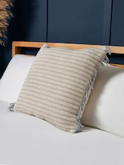 BHS Grey 100% Cotton Pin Stripe Cushion - Image 1 of 4