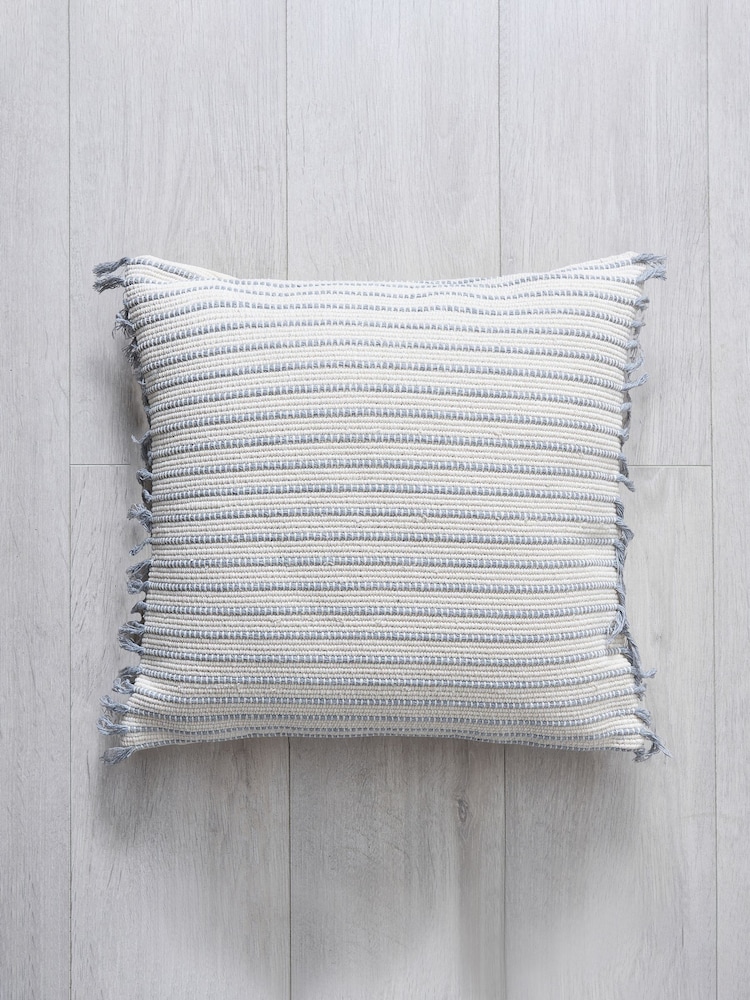 BHS Grey 100% Cotton Pin Stripe Cushion - Image 2 of 4