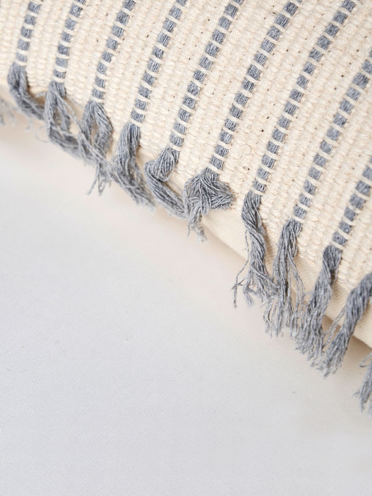 BHS Grey 100% Cotton Pin Stripe Cushion - Image 4 of 4