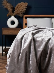 BHS Silver Large Luxury Crushed Velvet Throw - Image 1 of 3